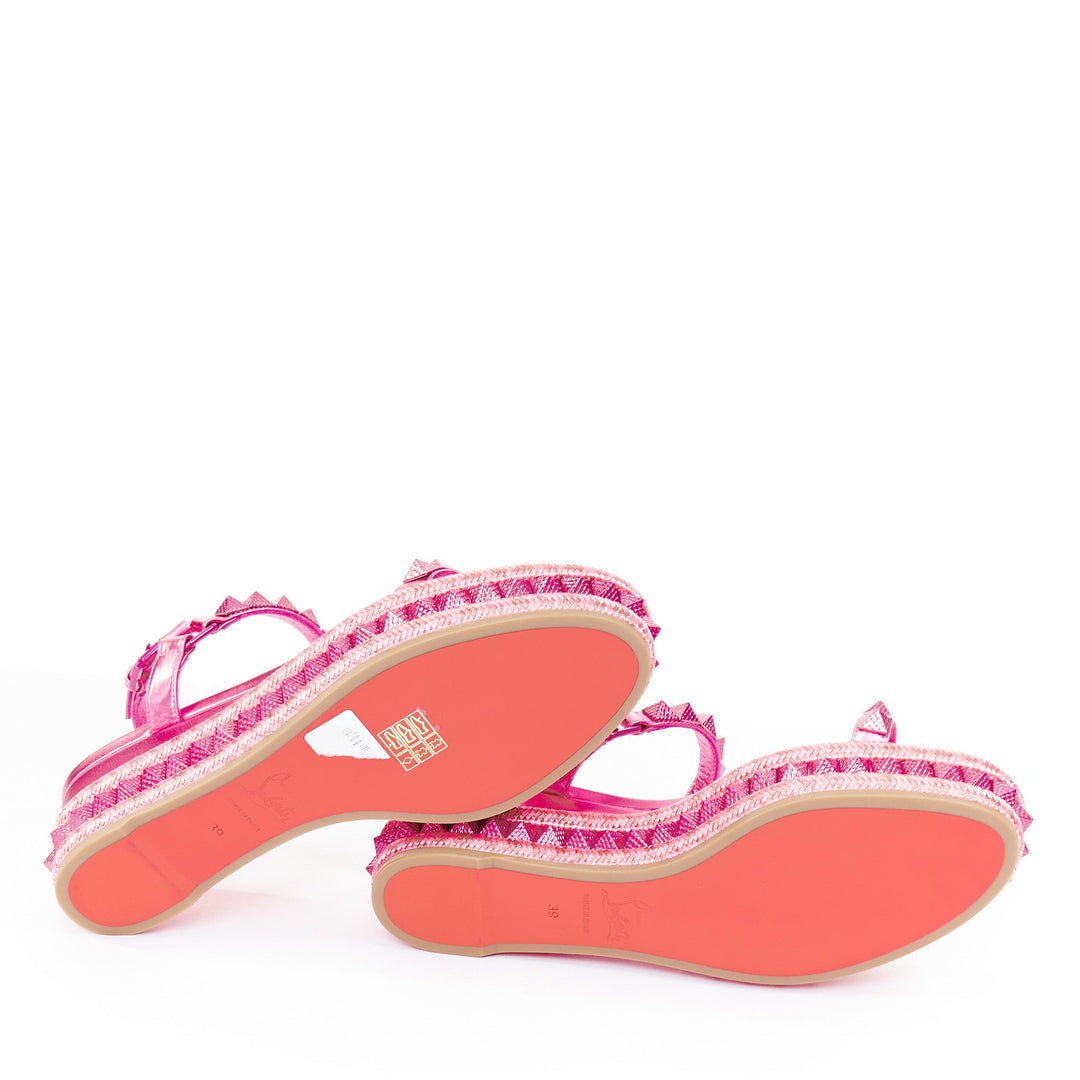 CHRISTIAN LOUBOUTIN Pyraclou 60 glam metallic pink spikes platform wedges EU39