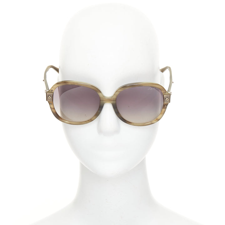 LANVIN 2012 SLN-505 print brushed metal hinge oversized butterfly sunglasses