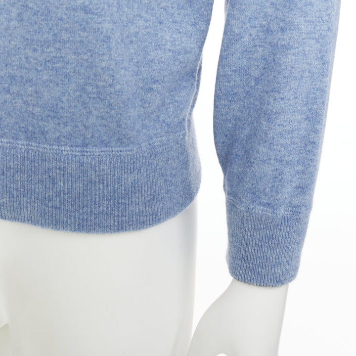 BRUNELLO CUCINELLI light blue virgin wool cashmere silk crew sweater IT50 L