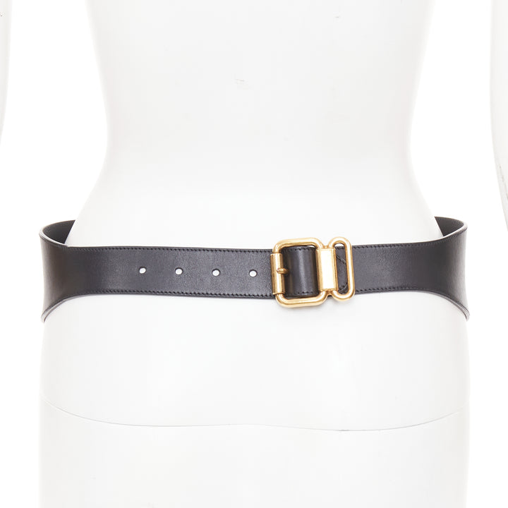 PRADA 2016 Runway black silver 3D rose embellished floral corset belt 80cm