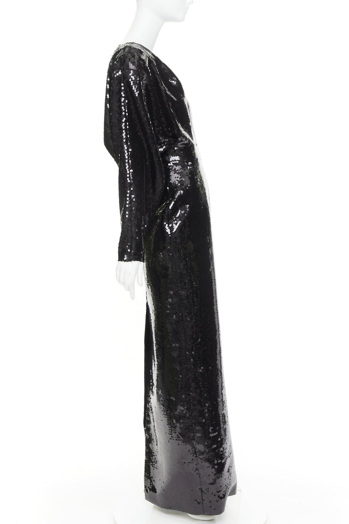 rare ALEXANDRE VAUTHIER COUTURE AW2022 Runway black sequin batwing gown dress