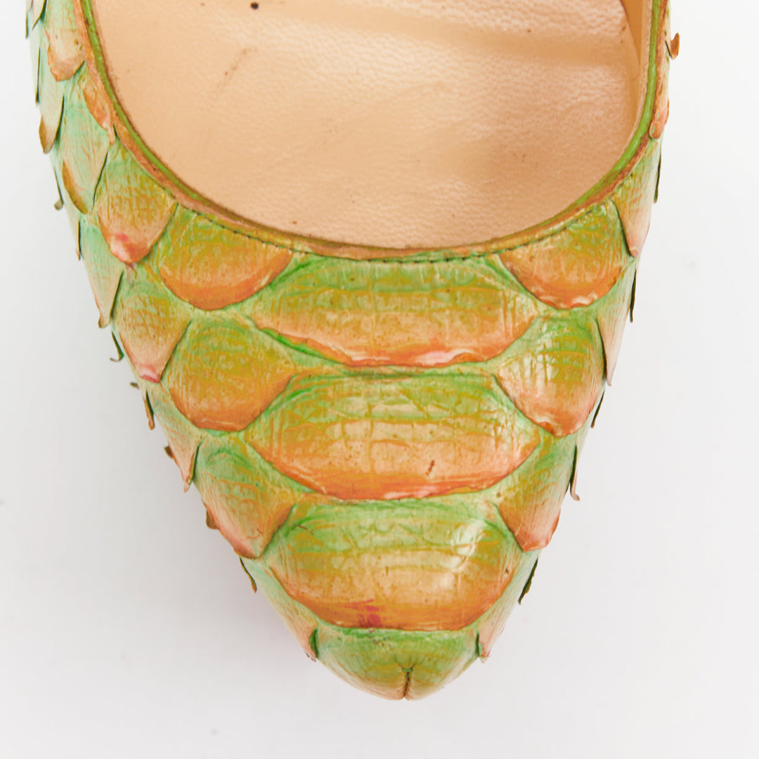 CHRISTIAN LOUBOUTIN Daffodile 160 Menthe ombre green scale platform heels EU36.5
