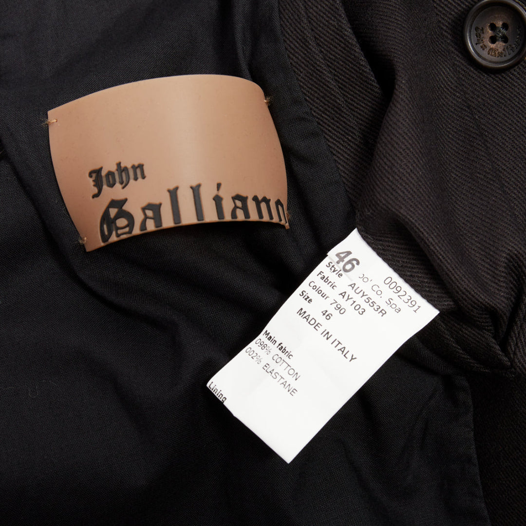 JOHN GALLIANO black fringe embellished sleeve double breasted jacket FR46 S