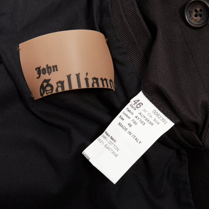 JOHN GALLIANO black fringe embellished sleeve double breasted jacket FR46 S