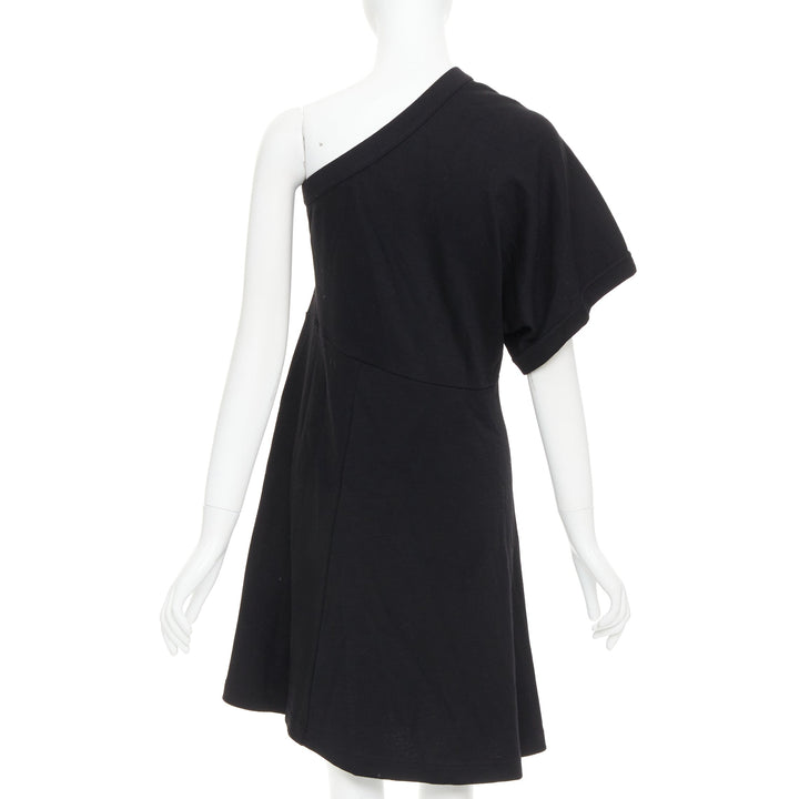 COMME DES GARCONS 2014 black 100% wool deconstructed tshirt one shoulder dress S