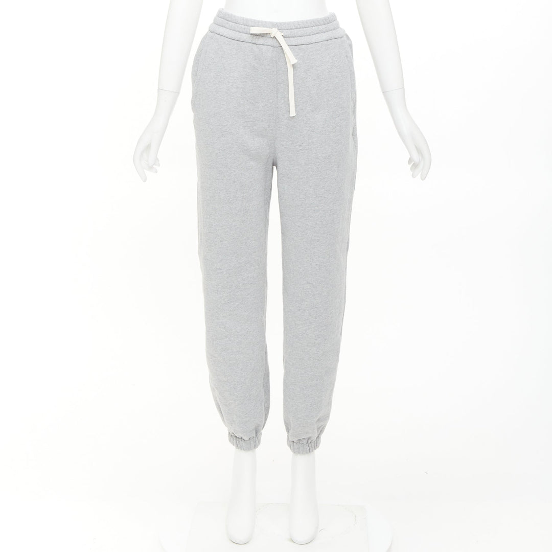 MIU MIU 2023 light grey cotton jersey logo applique back jogger pants IT40 S