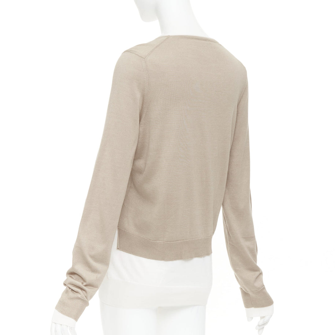OLD CELINE Phoebe Philo beige cream silk cotton high low hem sweater S