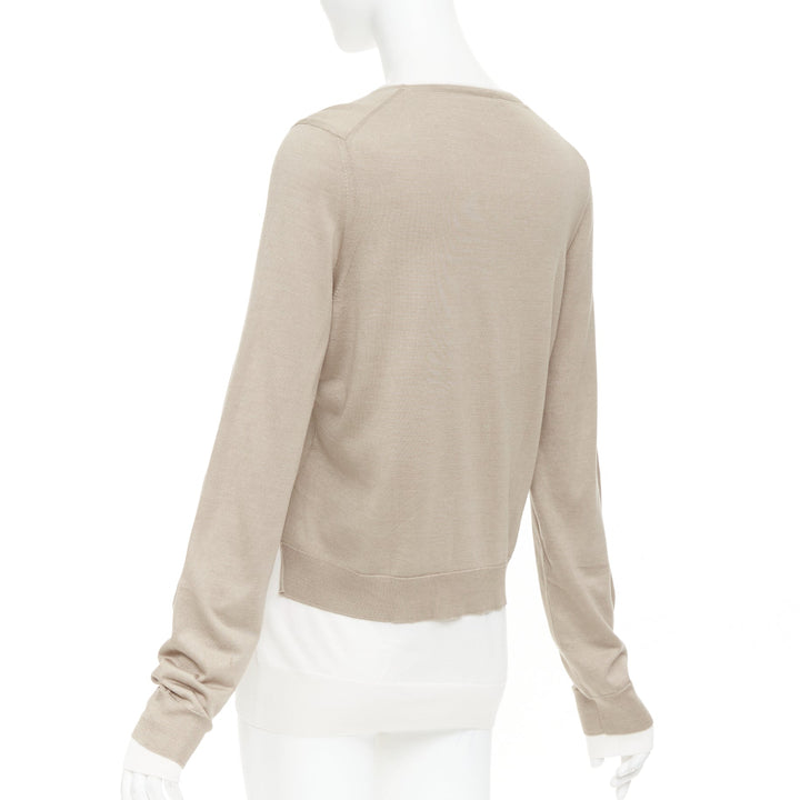 OLD CELINE Phoebe Philo beige cream silk cotton high low hem sweater S