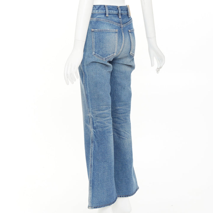 CELINE W_FL_002 N276 930F 07UW blue patch pockets front flare cropped jeans 26"