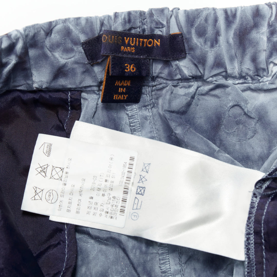 LOUIS VUITTON blue grey tie dye stencil effect monogram print shorts FR36 S