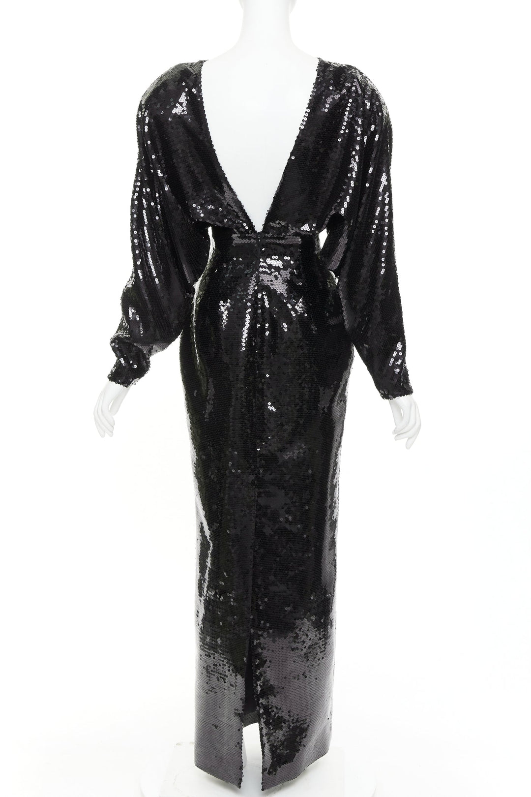 rare ALEXANDRE VAUTHIER COUTURE AW2022 Runway black sequin batwing gown dress