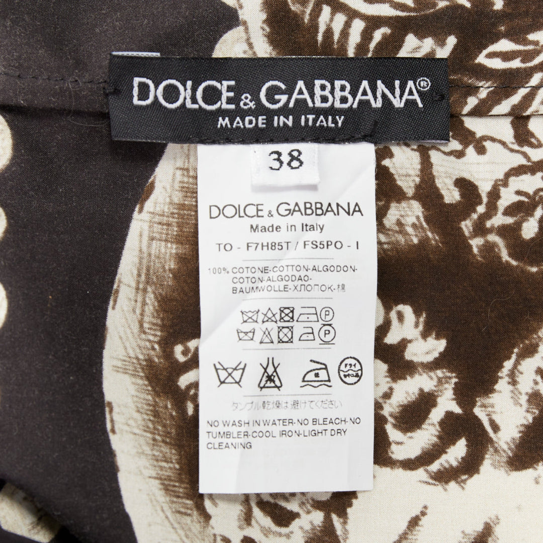 DOLCE GABBANA black copper cotton roman coin print cap sleeves top IT38 XS