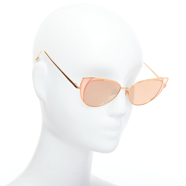 LINDA FARROW Des Voeux LFL855/6 rose gold peach cat eye sunglasses