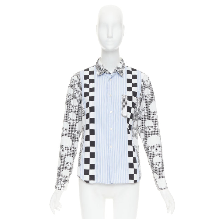 COMME DES GARCONS HOMME PLUS 2011 blue skeleton skull patchwork shirt XS
