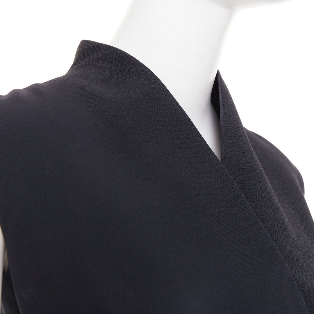 CHRISTIAN DIOR 2015 Raf Simons black structured collar cross front dress FR34 X