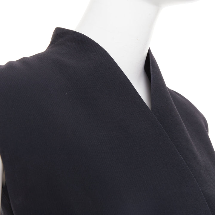 CHRISTIAN DIOR 2015 Raf Simons black structured collar cross front dress FR34 X