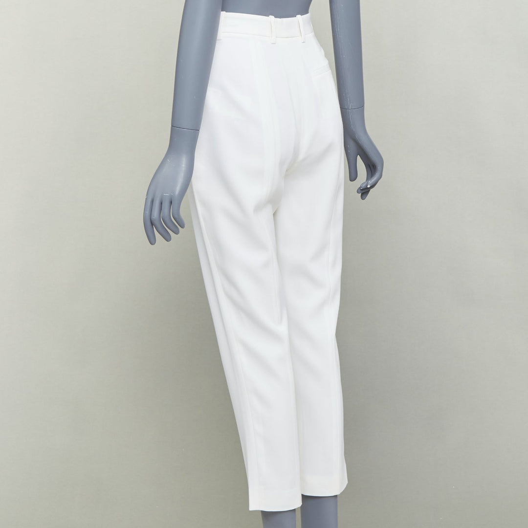 ALEXANDER MCQUEEN 2020 cream virgin wool curved side seam pants IT38 XS
