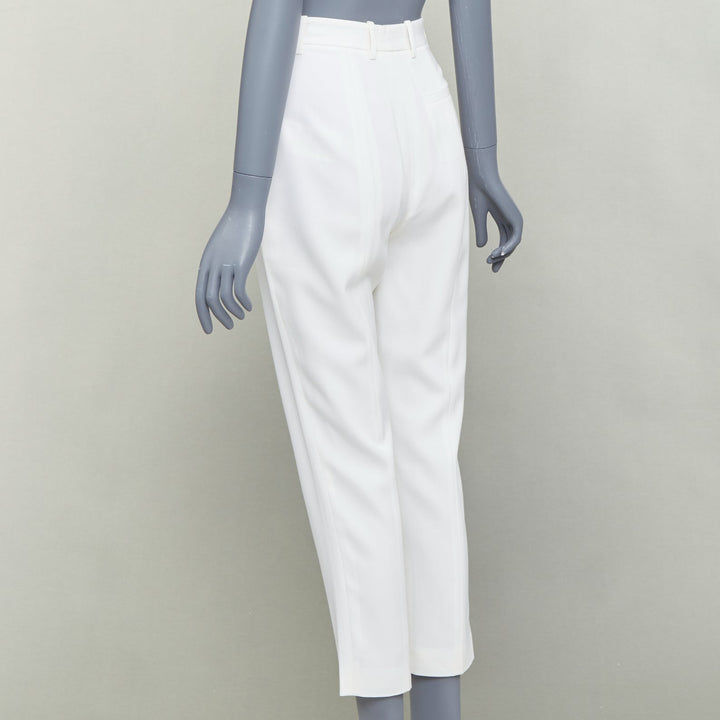 ALEXANDER MCQUEEN 2020 cream virgin wool curved side seam pants IT38 XS