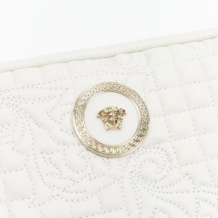 VERSACE Vanitas white baroque quilted gold Medusa metal chain crossbody bag