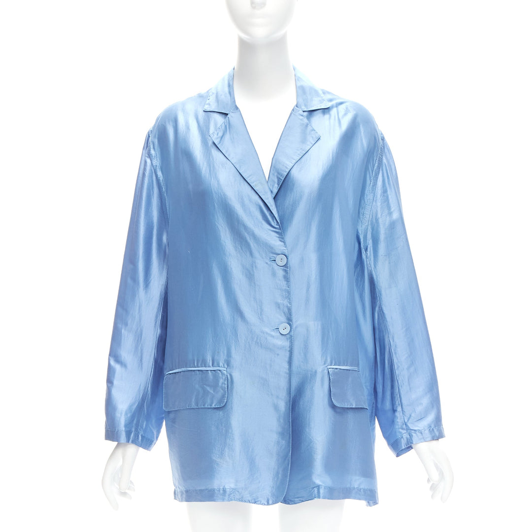 STELLA MCCARTNEY 2007 100% silk blue drop shoulder flowy jacket IT36 XXS