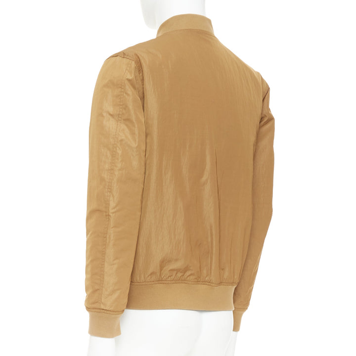 KENT AND CURWEN Reversible navy brown cotton blend zip up bomber jacket M