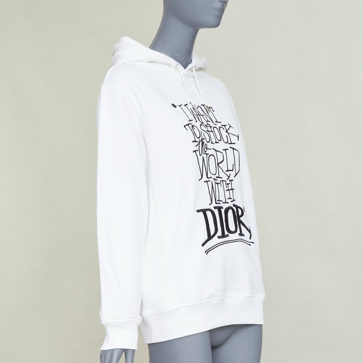 DIOR HOMME Shawn Stussy 2020 Runway Shock The World logo embroidered hoodie XXS