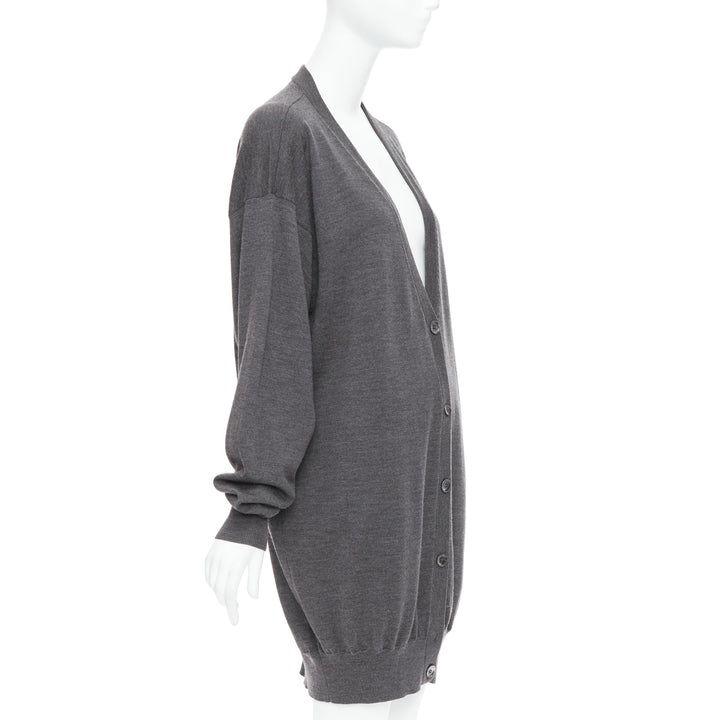 MAISON MARGIELA 2012 grey 100% wool oversized long cardigan M