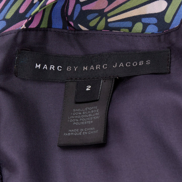 MARC BY MARC JACOBS purple 100% silk geometric print dress US2 S