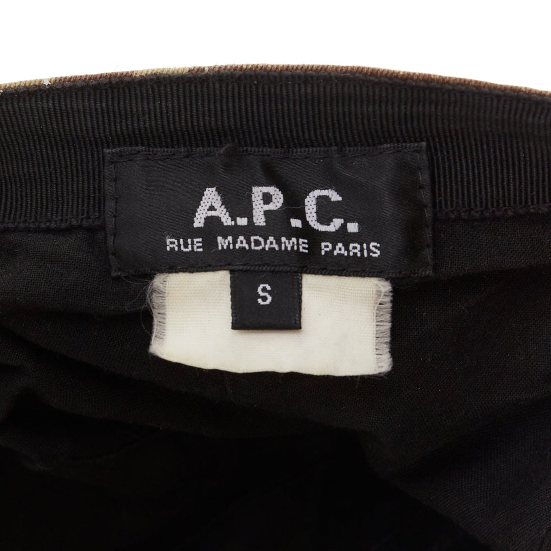 A.P.C. khaki camel camouflage corduroy beak baseball cap hat S