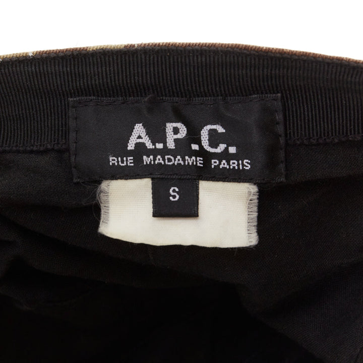 A.P.C. khaki camel camouflage corduroy beak baseball cap hat S