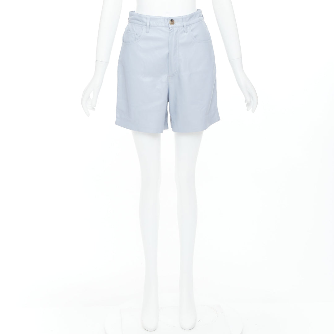 NANUSHKA powder blue vegan leather high waist shorts S