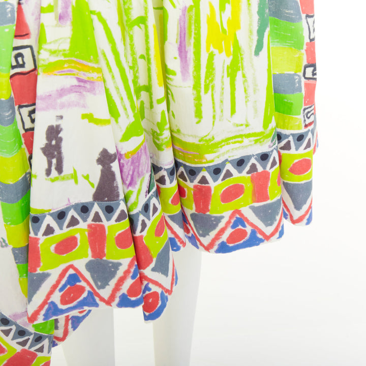 PRADA 2018 Runway Lisbon postcard print abstract geometric wrap skirt IT36 S