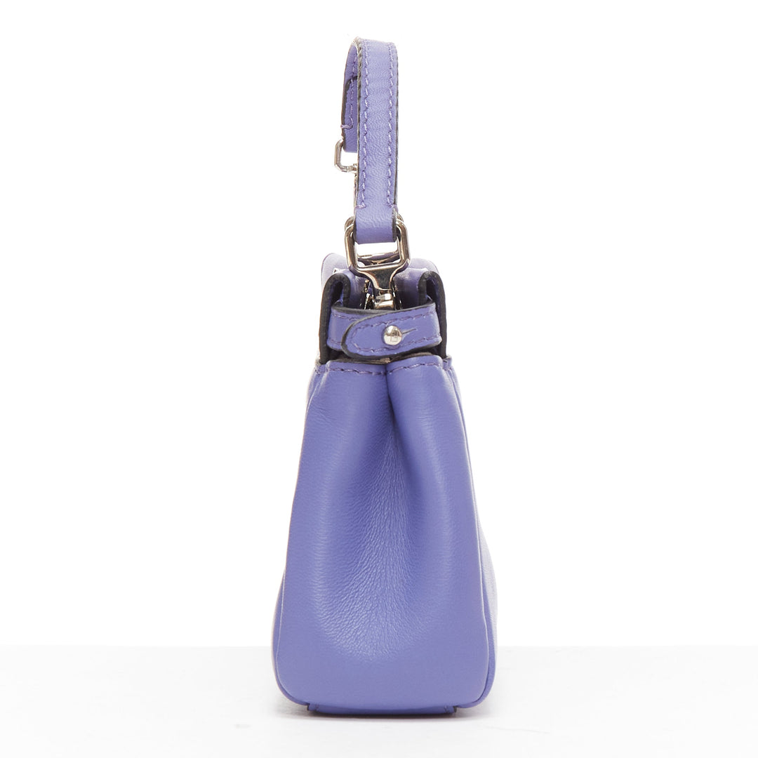 FENDI Micro Peekaboo purple leather turnlock mini crossbody satchel bag