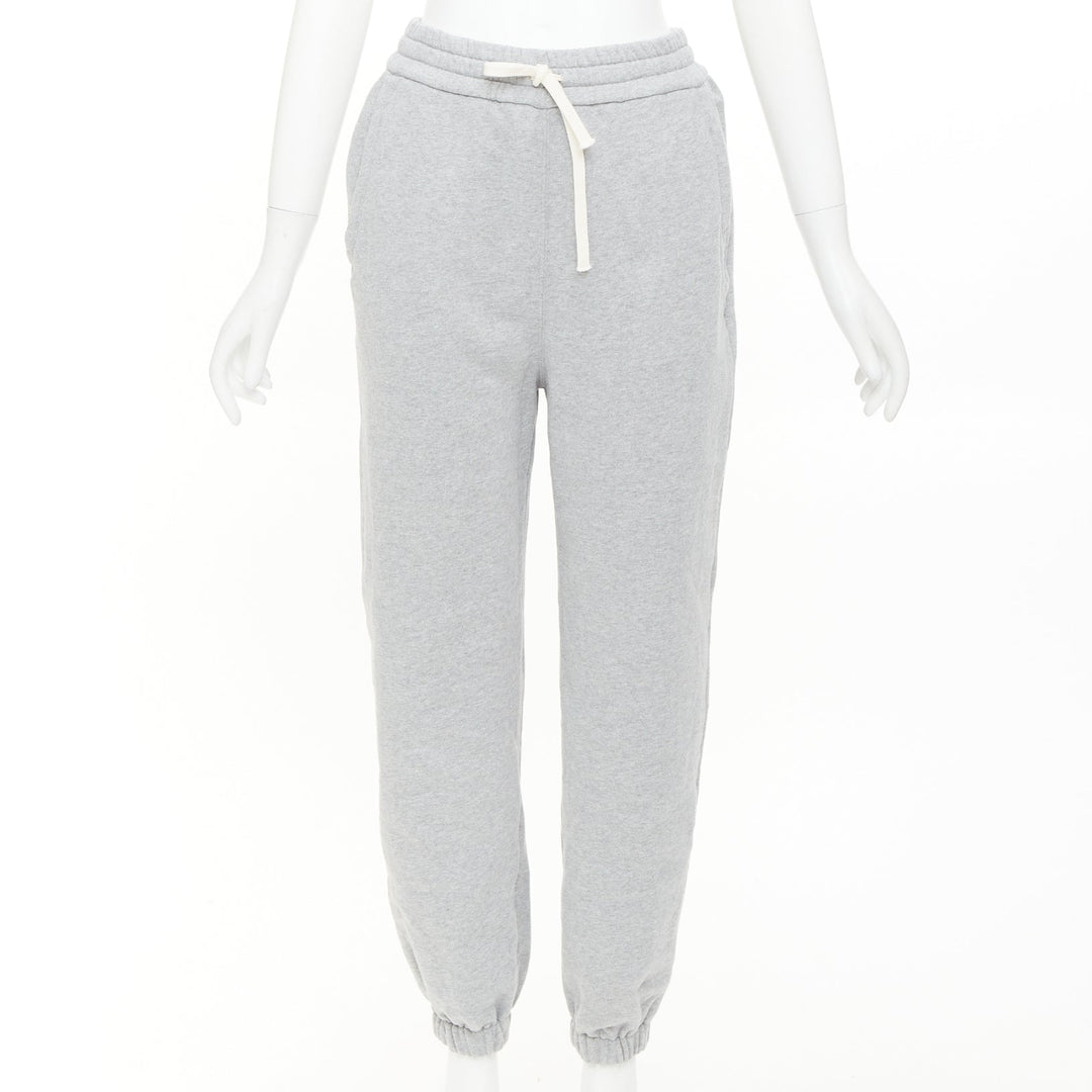 MIU MIU 2023 light grey cotton jersey logo applique back jogger pants IT40 S