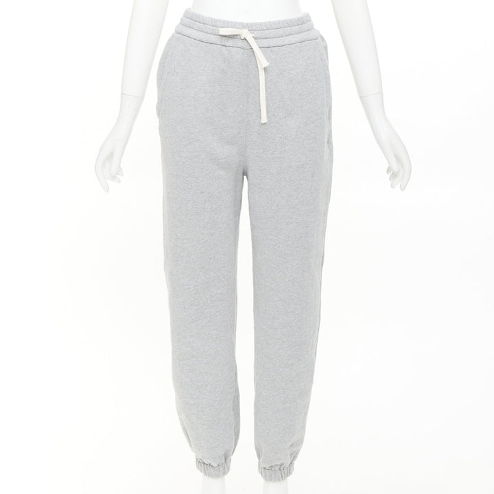 MIU MIU 2023 light grey cotton jersey logo applique back jogger pants IT40 S