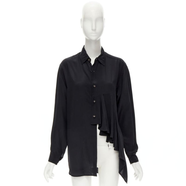 COMME DES GARCONS 1980's Vintage black waterfall draped chandelier jewel shirt