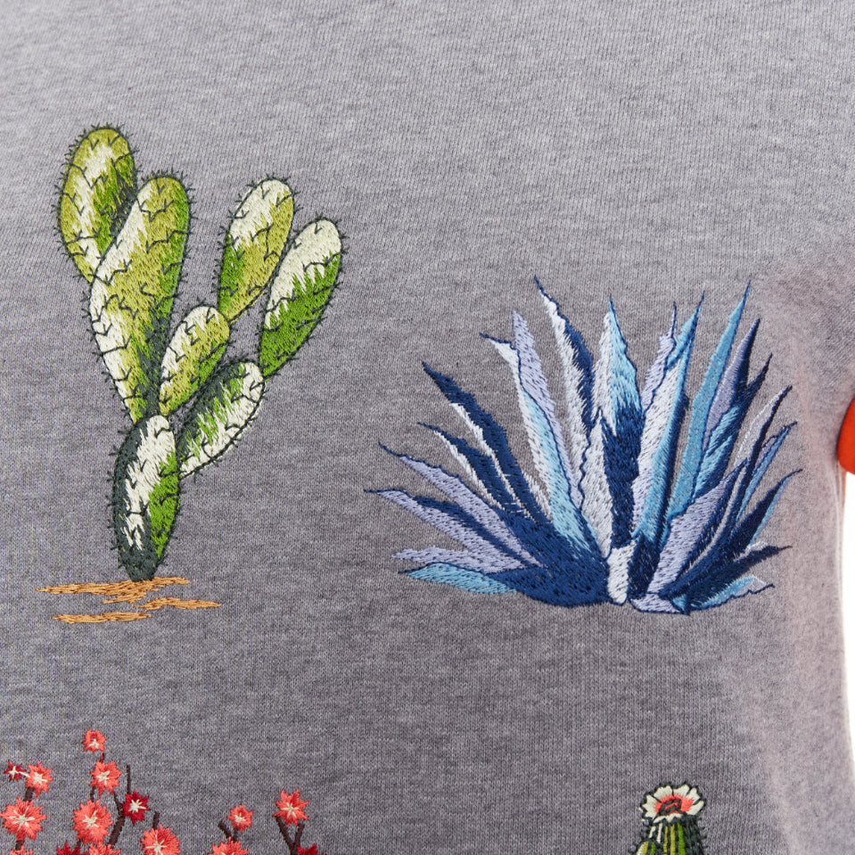 STELLA MCCARTNEY 2016 grey orange cotton embroidered Cactus sweater IT38 XS
