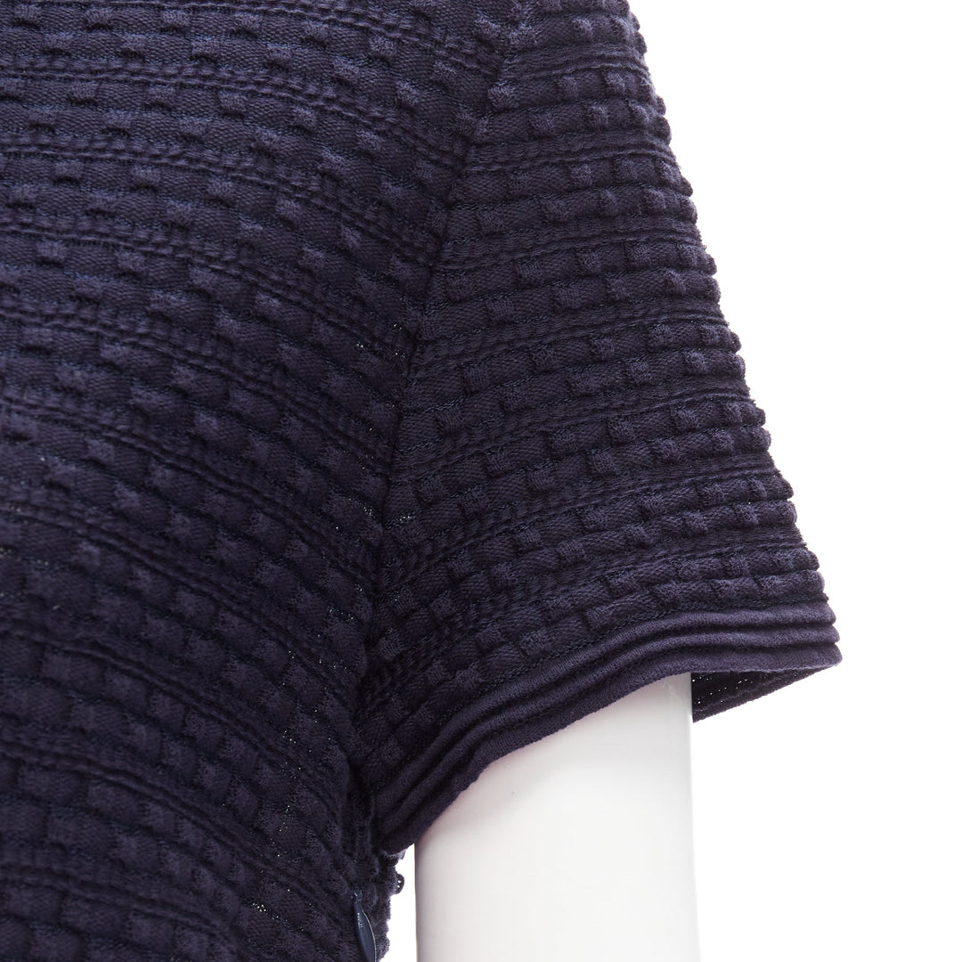 CHANEL navy CC logo button boat neck A-line knit mini dress FR38 M