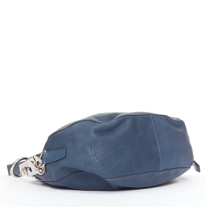 BURBERRY 2023 Knight Medium navy blue calfskin mechanical hardware shoulder bag