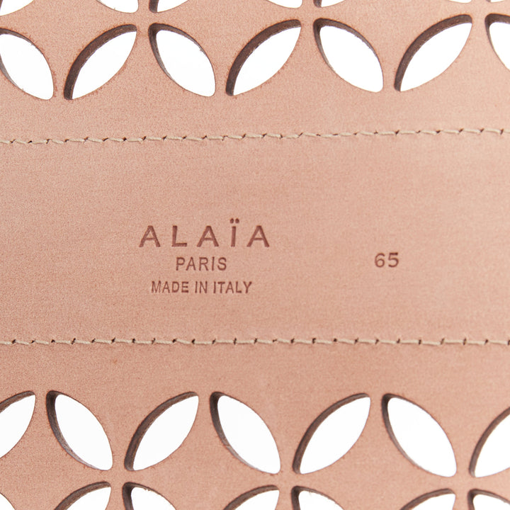 ALAIA  Vienne nude leather laser cut detail cinched corset wide belt 65cm