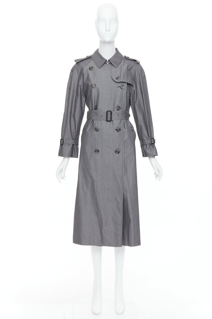 BURBERRY Vintage Made To Measure grey cotton trench coat UK12 L