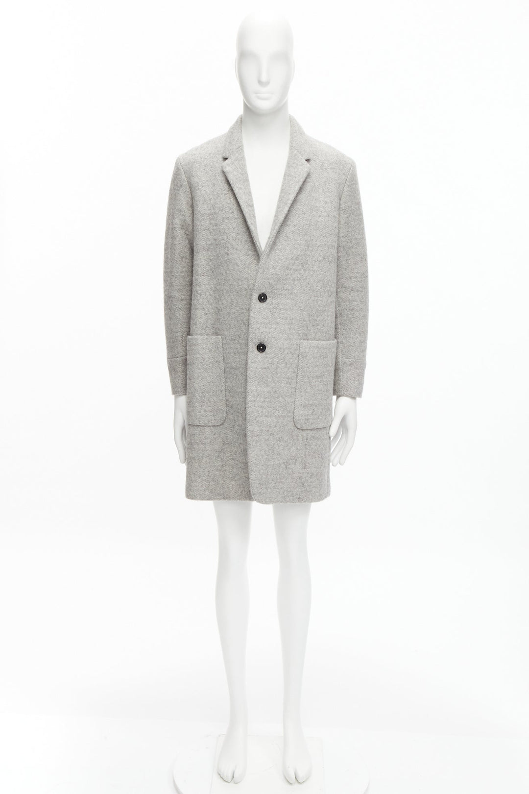 JIL SANDER grey virgin wool mohair alpaca blend minimalist coat IT48 M