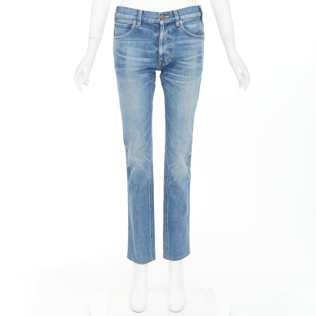 CELINE M_SK_004 N120 640E 07UW blue washed cotton minimal tab pocketed jeans 27"