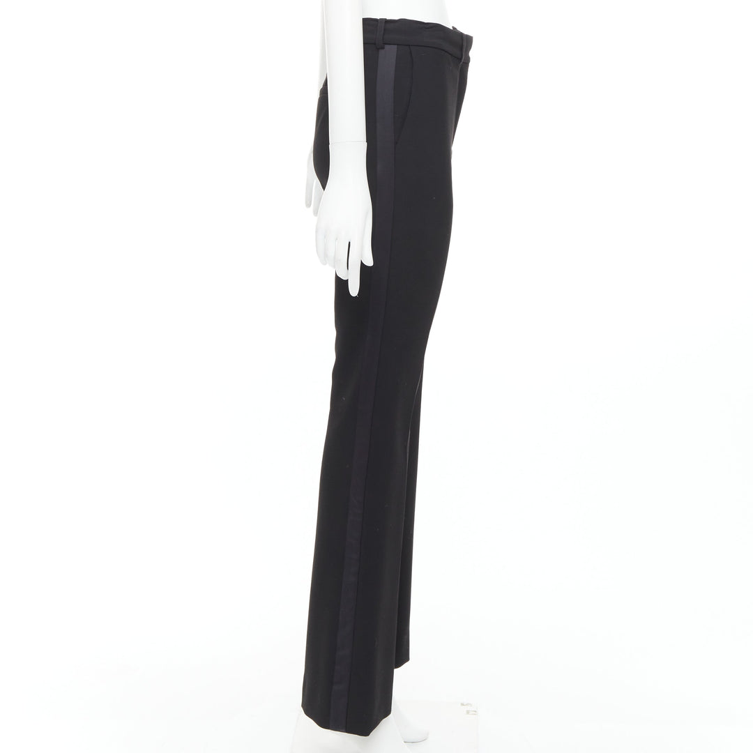 VVB VICTORIA BECKHAM black mid waist flare wide leg trousers UK6 XS