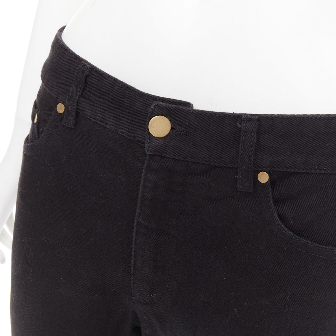 GUCCI 2003 black cotton GG topstitch logo back pocket mid flare jeans IT42 M