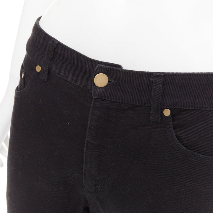 GUCCI 2003 black cotton GG topstitch logo back pocket mid flare jeans IT42 M