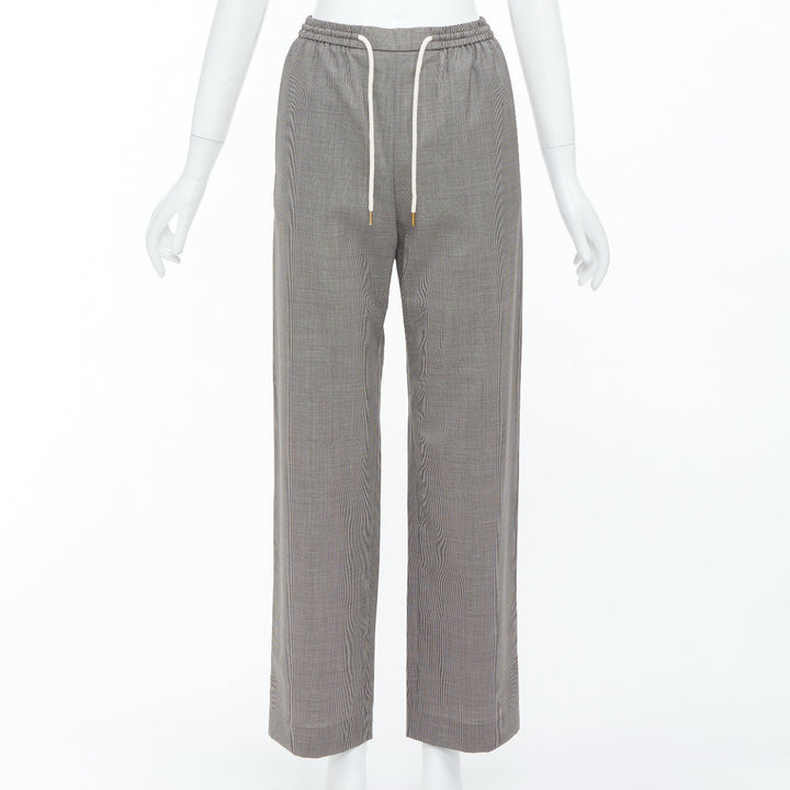 CELINE Phoebe Philo brown check wool silk drawstring pajama pants FR36 S