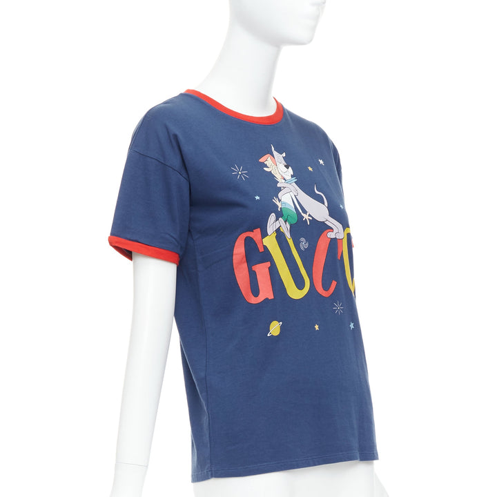 GUCCI KIDS The Jetsons navy logo print dog red ringer tshirt 12Yr