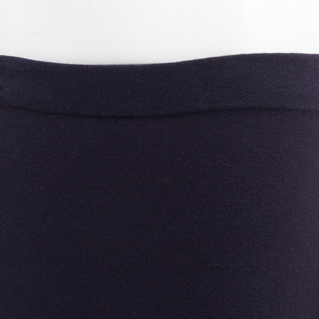 MICHAEL KORS COLLECTION navy knit black ostrich feather sequin embellished skirt