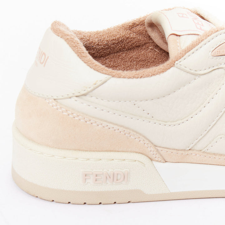 FENDI Match Low beige pink leather FF logo flat chunky sneakers EU35